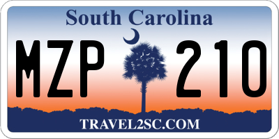 SC license plate MZP210