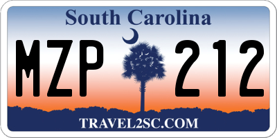 SC license plate MZP212