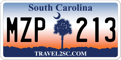 SC license plate MZP213