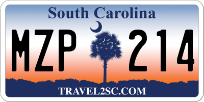 SC license plate MZP214