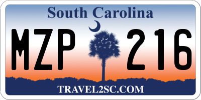 SC license plate MZP216