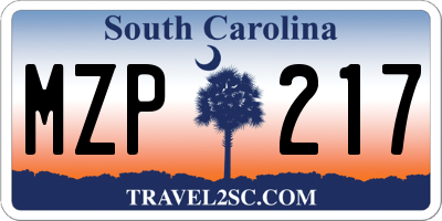 SC license plate MZP217