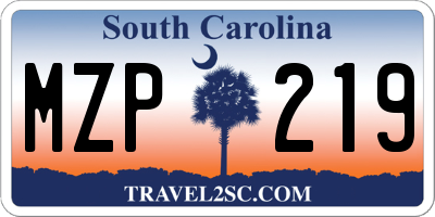 SC license plate MZP219