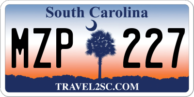 SC license plate MZP227