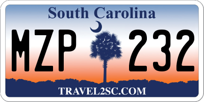 SC license plate MZP232