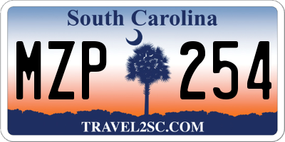 SC license plate MZP254