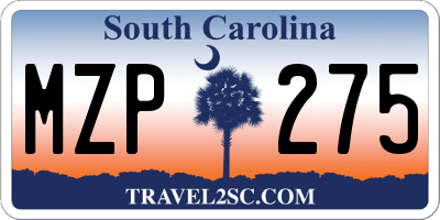 SC license plate MZP275
