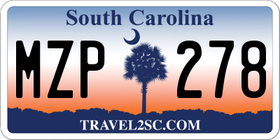 SC license plate MZP278