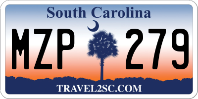 SC license plate MZP279
