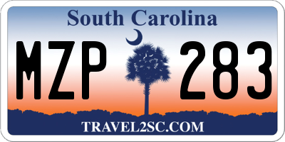 SC license plate MZP283