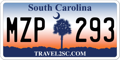 SC license plate MZP293