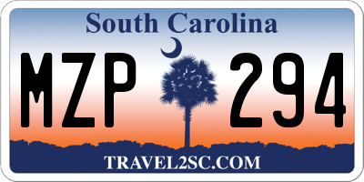 SC license plate MZP294