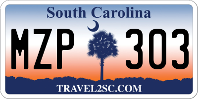 SC license plate MZP303