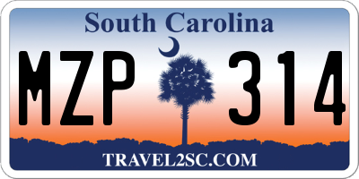 SC license plate MZP314