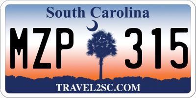 SC license plate MZP315