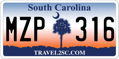 SC license plate MZP316