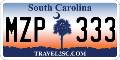 SC license plate MZP333
