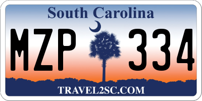 SC license plate MZP334