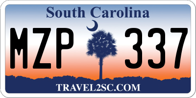 SC license plate MZP337