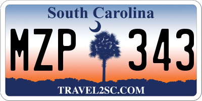 SC license plate MZP343