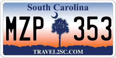 SC license plate MZP353