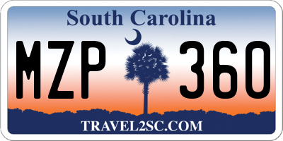SC license plate MZP360