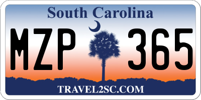 SC license plate MZP365