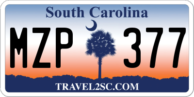 SC license plate MZP377