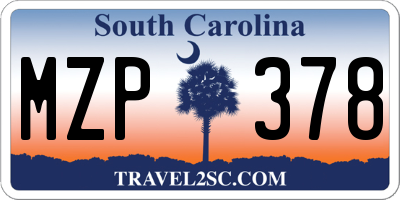 SC license plate MZP378