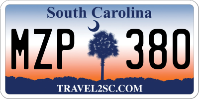 SC license plate MZP380