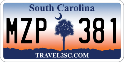 SC license plate MZP381