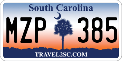 SC license plate MZP385