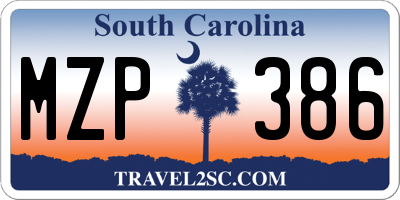 SC license plate MZP386