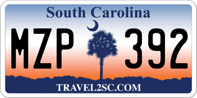 SC license plate MZP392