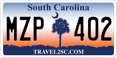 SC license plate MZP402