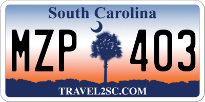 SC license plate MZP403