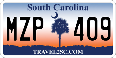 SC license plate MZP409