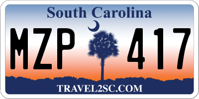 SC license plate MZP417