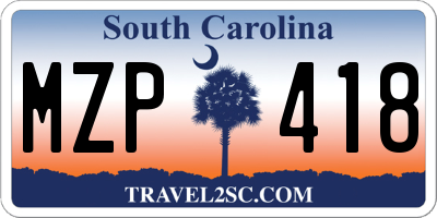 SC license plate MZP418