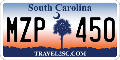 SC license plate MZP450