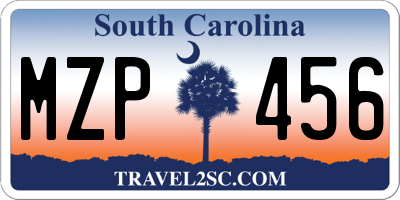 SC license plate MZP456