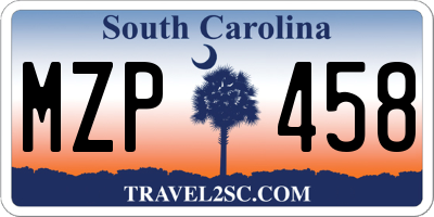 SC license plate MZP458