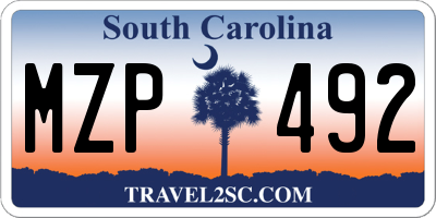 SC license plate MZP492