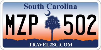 SC license plate MZP502