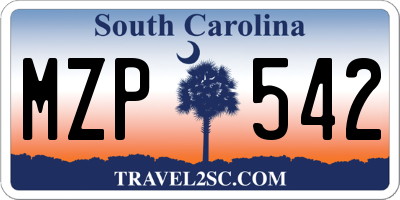 SC license plate MZP542