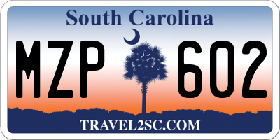 SC license plate MZP602
