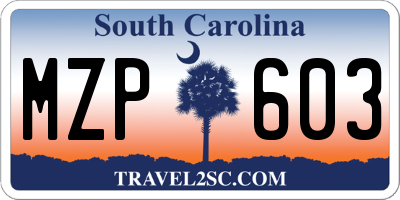 SC license plate MZP603