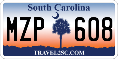 SC license plate MZP608