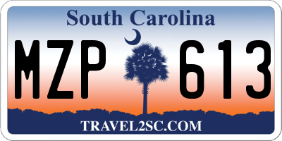 SC license plate MZP613