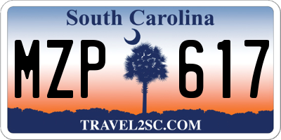SC license plate MZP617